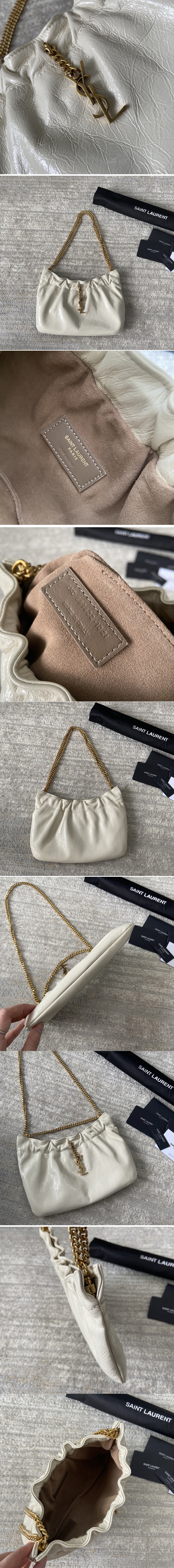 Replica Saint Laurent 681632 YSL Monogram Hobo Bag in White Leather