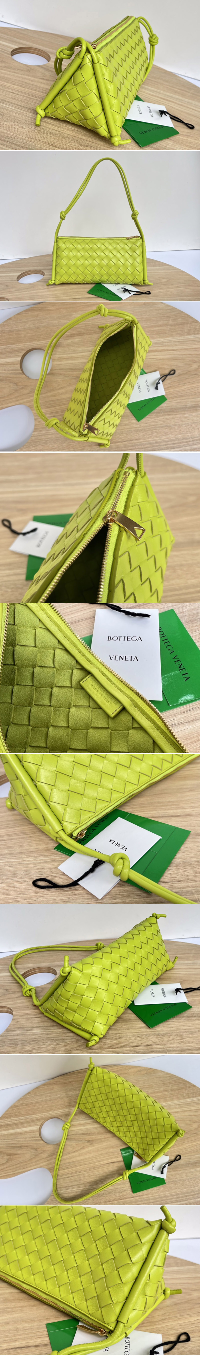 Replica Bottega Veneta 701025 Pouch With Strap in Lemon intrecciato leather