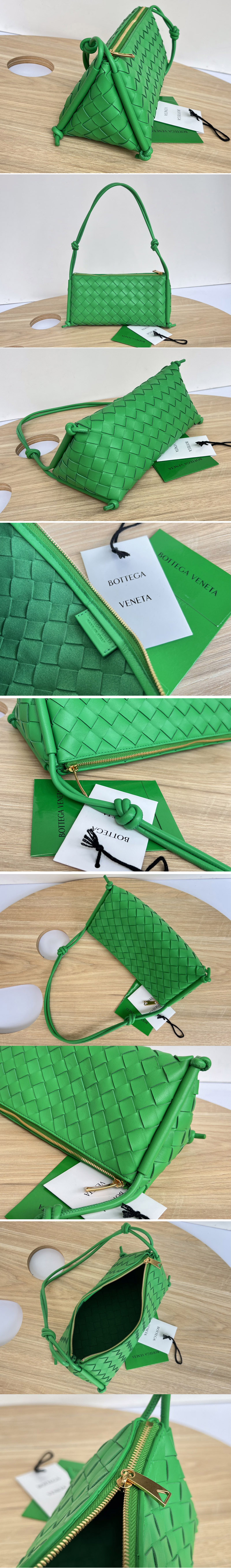 Replica Bottega Veneta 701025 Pouch With Strap in Green intrecciato leather