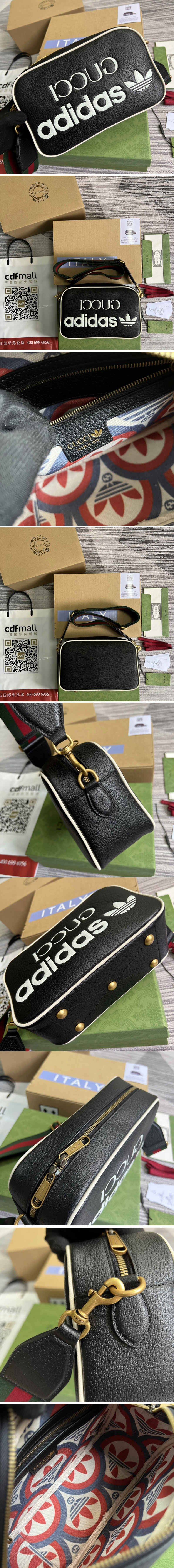 Replica adidas x Gucci 702427 small shoulder bag in Black leather