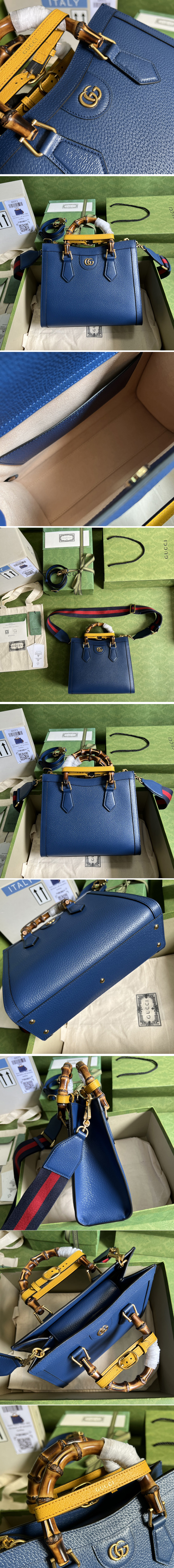 Replica Gucci 702721 Gucci Diana small tote bag in Royal blue leather