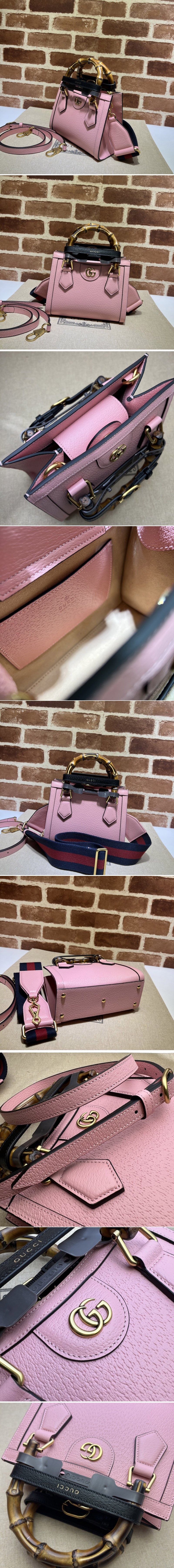 Replica Gucci 702732 Gucci Diana mini tote bag in Pink leather