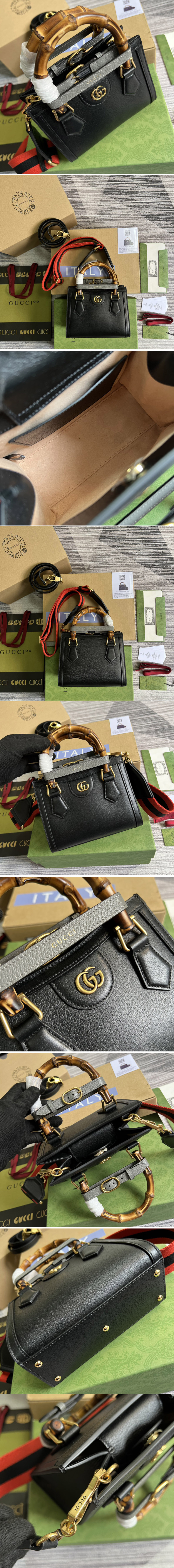 Replica Gucci 702732 Gucci Diana mini tote bag in Black leather