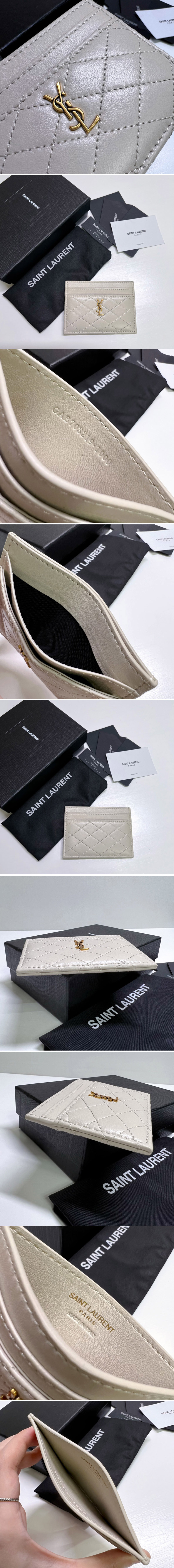 Replica Saint Laurent 703219 YSL GABY CARD CASE IN White QUILTED LAMBSKIN