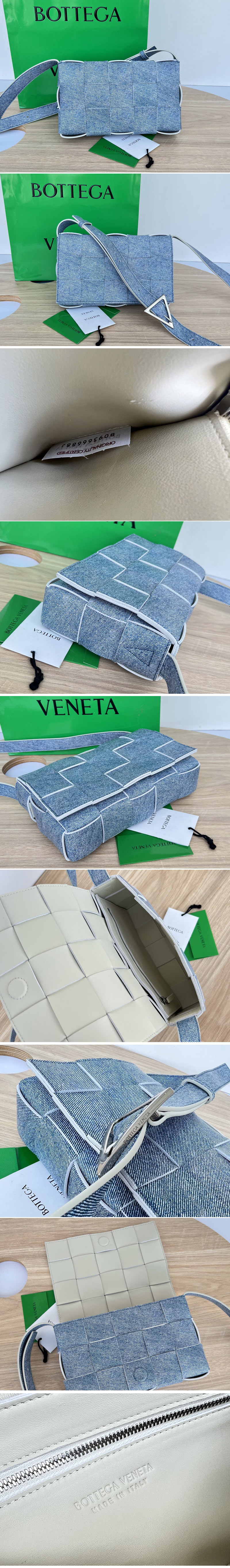 Replica Bottega Veneta 578004 Cassette cross-body bag in Blue Denim Leather