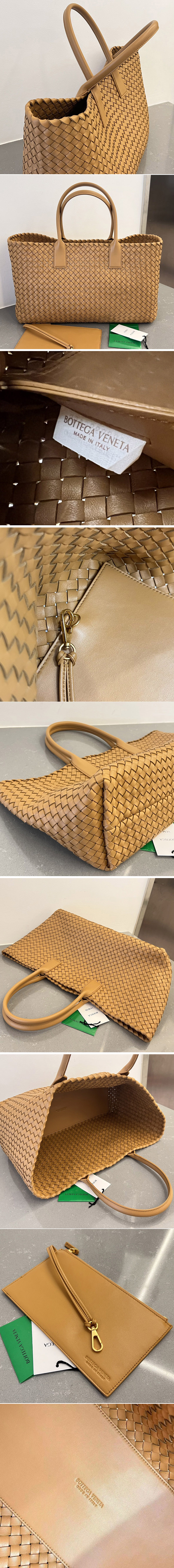 Replica Bottega Veneta 608811 Large Cabat tote bag in Tan intrecciato leather