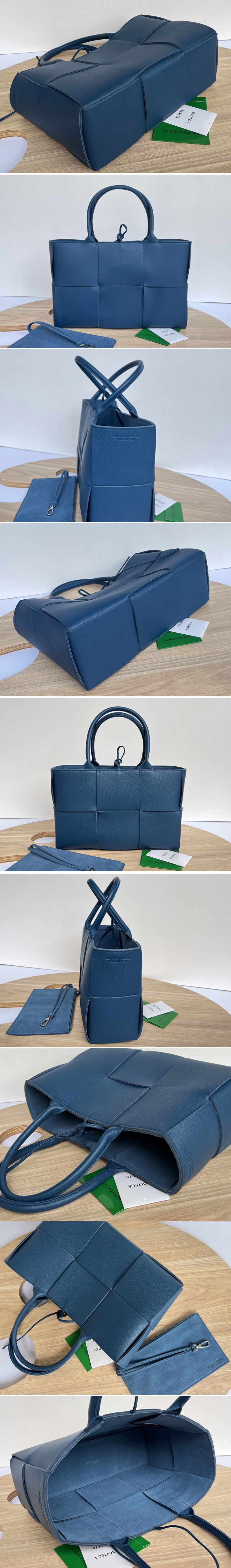 Replica Bottega Veneta 652867 Arco Mini tote bag in Blue Intrecciato Nappa leather