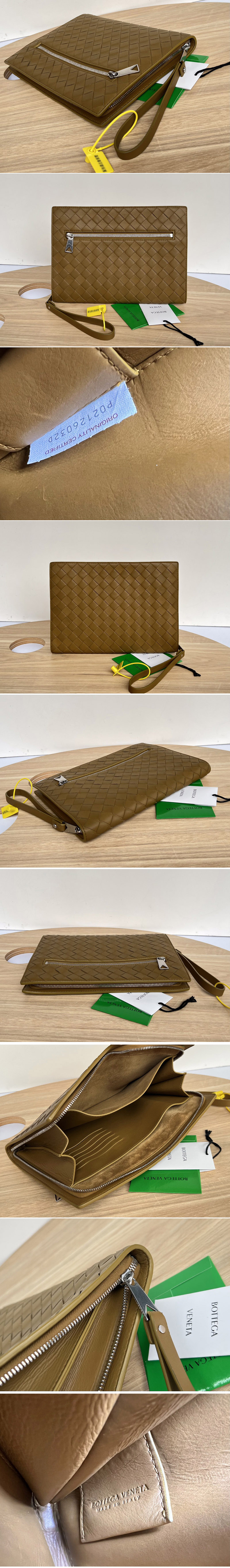 Replica Bottega Veneta 693675 Small intrecciato leather document case in Acorn intrecciato