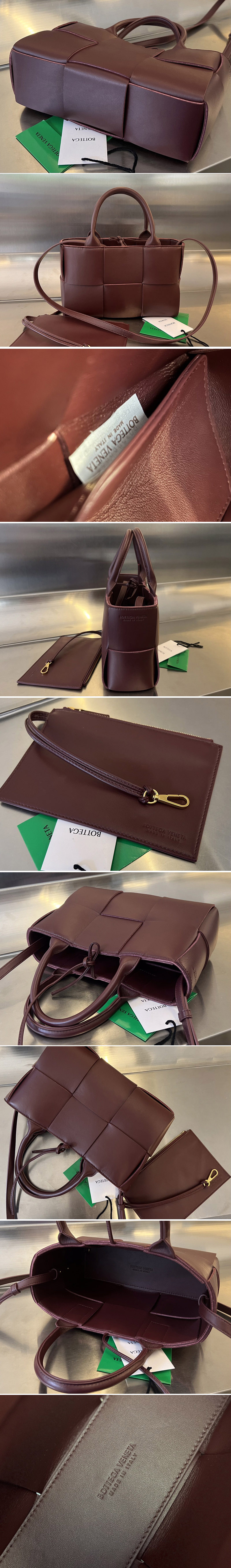 Replica Bottega Veneta 709337 Mini Arco Tote Bag in Fondant intreccio leather