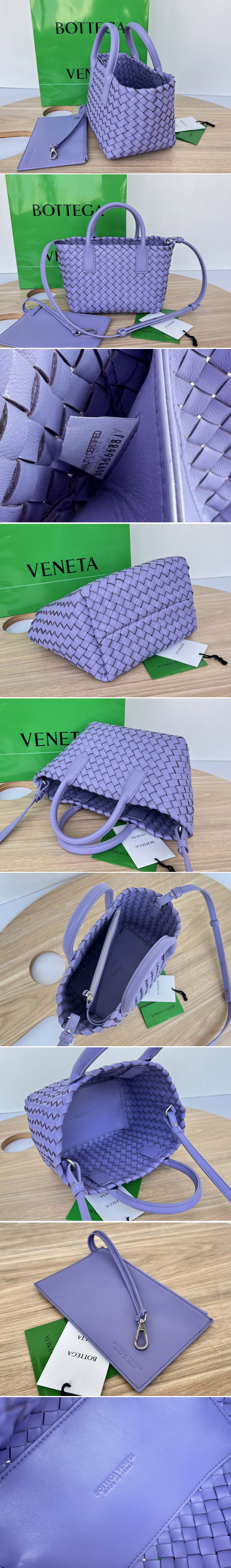 Replica Bottega Veneta 709464 Mini Cabat tote bag in Wisteria intreccio leather