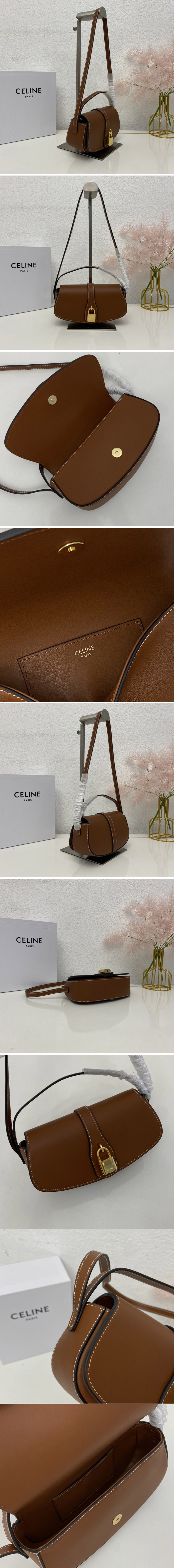 Replica Celine 10I592 CLUTCH ON STRAP TABOU bag IN Tan CALFSKIN Leather