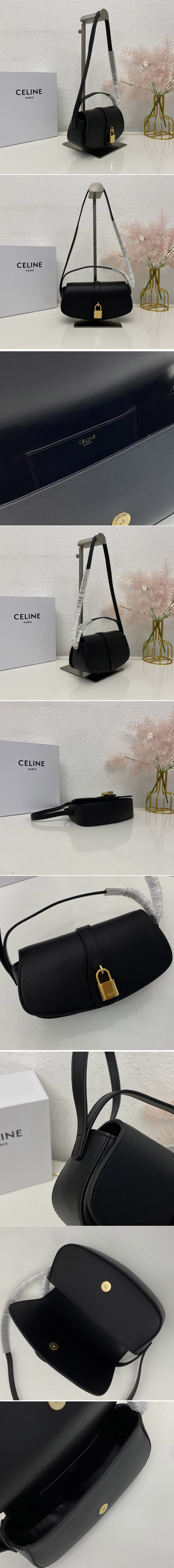 Replica Celine 10I592 CLUTCH ON STRAP TABOU bag IN Black CALFSKIN Leather