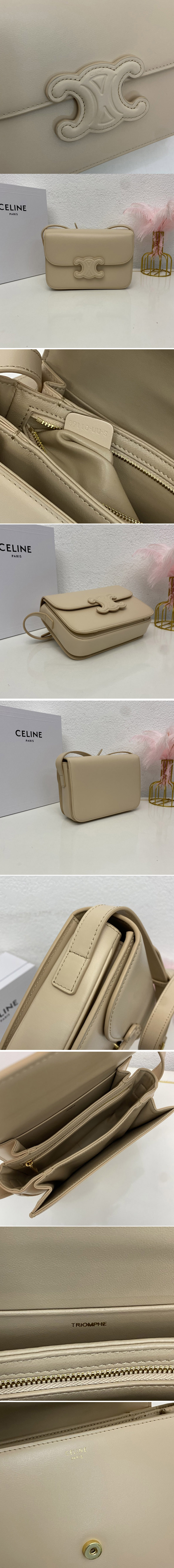 Replica Celine 199223 MEDIUM BAG CUIR TRIOMPHE IN Light Pink NATURAL CALFSKIN