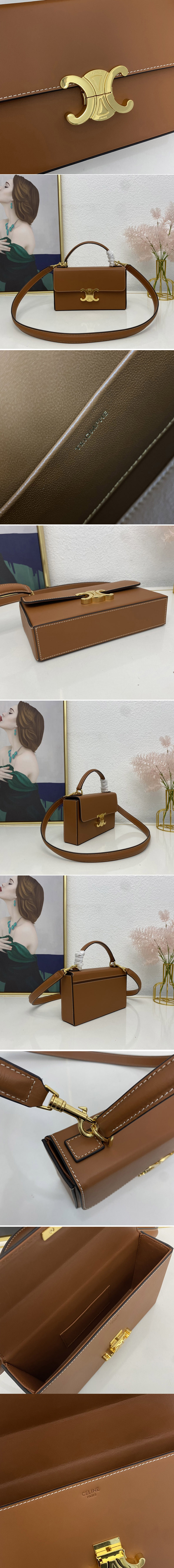 Replica Celine 199992 BOX TRIOMPHE Bag IN TAN CALFSKIN Leather