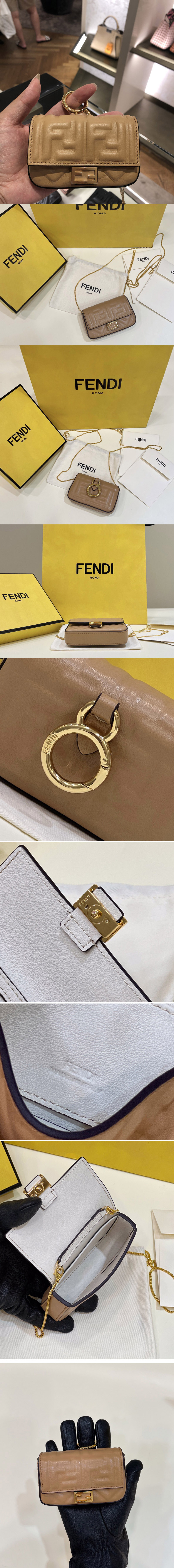 Replica Fendi 7AR844 Nano Baguette Charm in Gray nappa leather