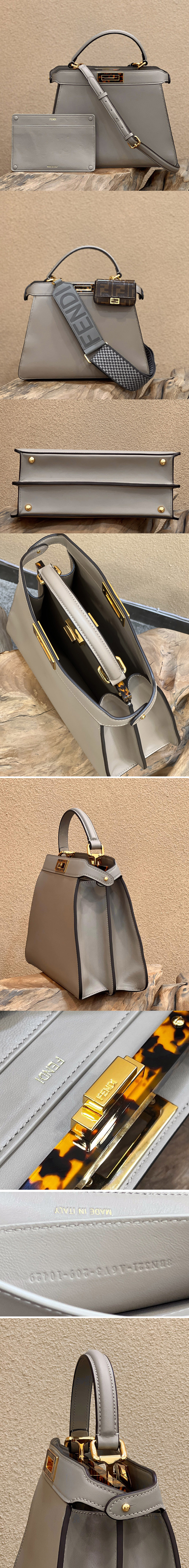 Replica Fendi 8BN321 Peekaboo Iseeu Medium bag in Gray Leather