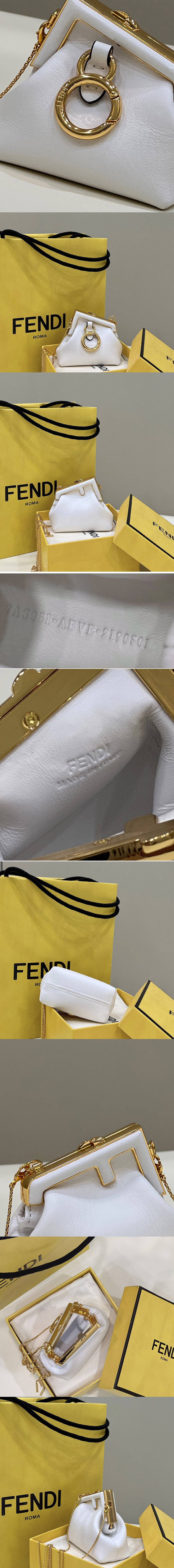 Replica Fendi 7AS051 Nano Fendi First Charm Bag in White nappa leather