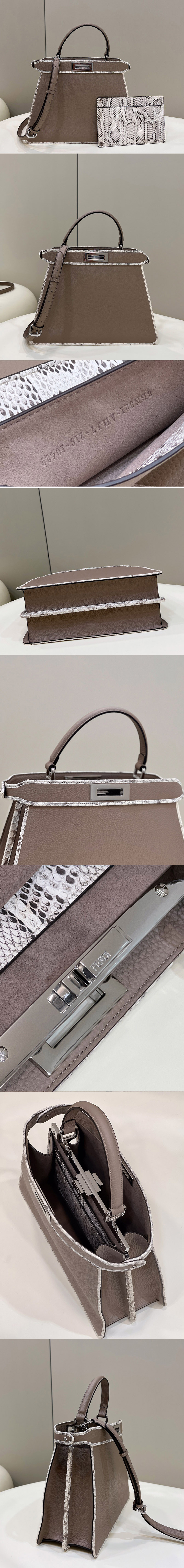 Replica Fendi 8BN321 Peekaboo Iseeu Medium bag in Gray leather