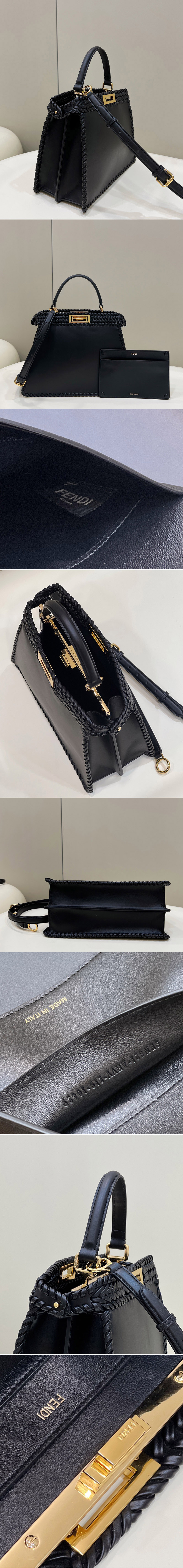 Replica Fendi 8BN321 Peekaboo Iseeu Medium Bag in Black Leather