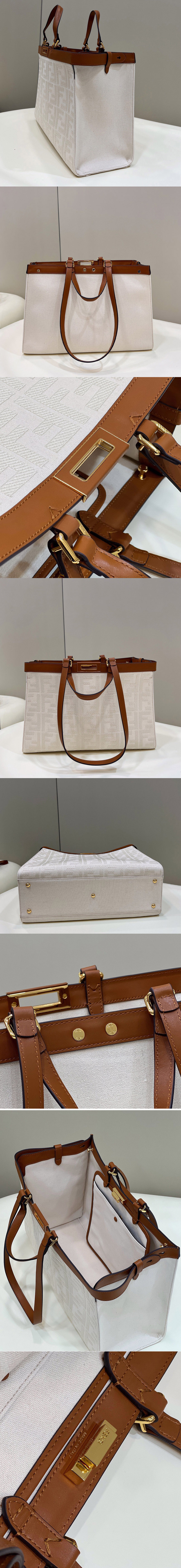 Replica Fendi 8BH374 Medium X-Tote bag in White canvas FF