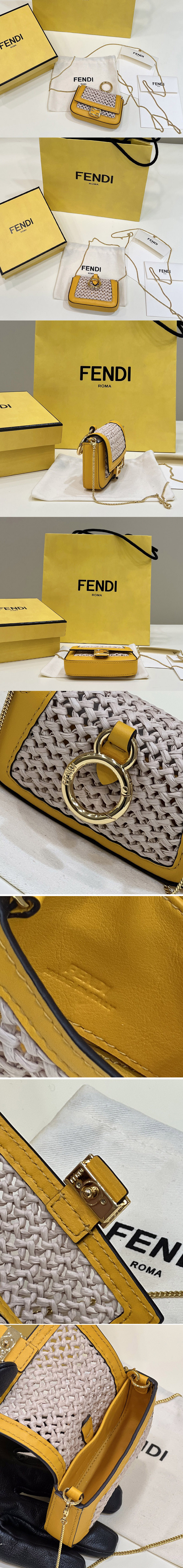 Replica Fendi 7AR844 Nano Baguette Charm in Gray canvas