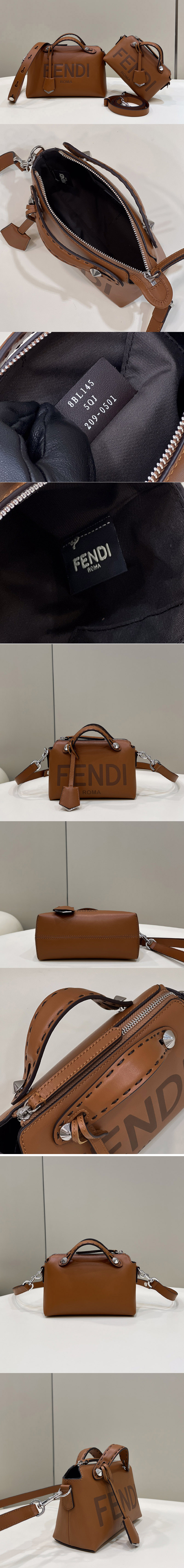 Replica Fendi 8BL145 By The Way Mini small Boston bag in Brown leather