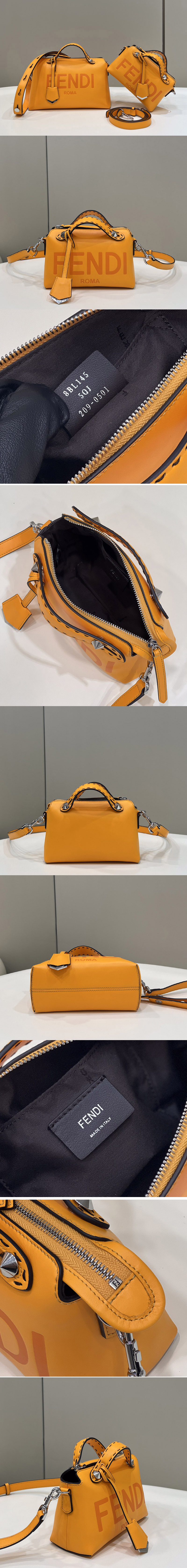 Replica Fendi 8BL145 By The Way Mini small Boston bag in Orange leather