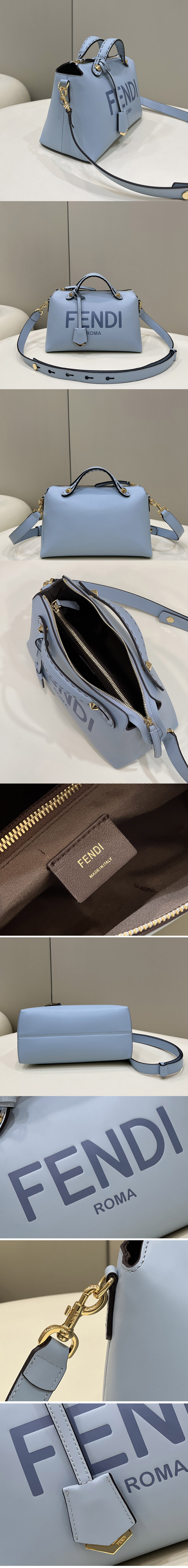 Replica Fendi 8BL145 By The Way Mini small Boston bag in Light Blue leather