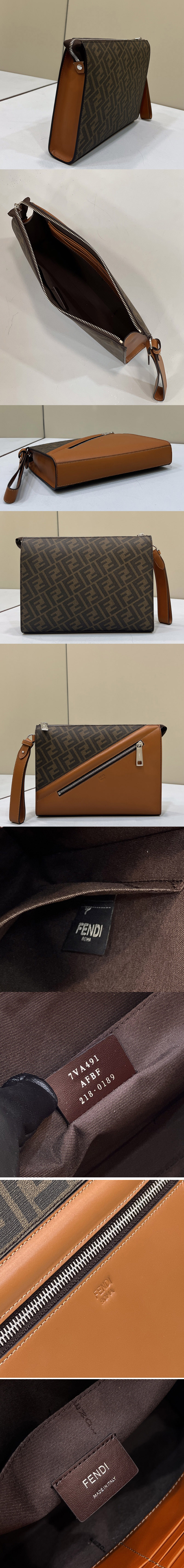 Replica Fendi 7VA491 Flat Pouch in Multicolor leather