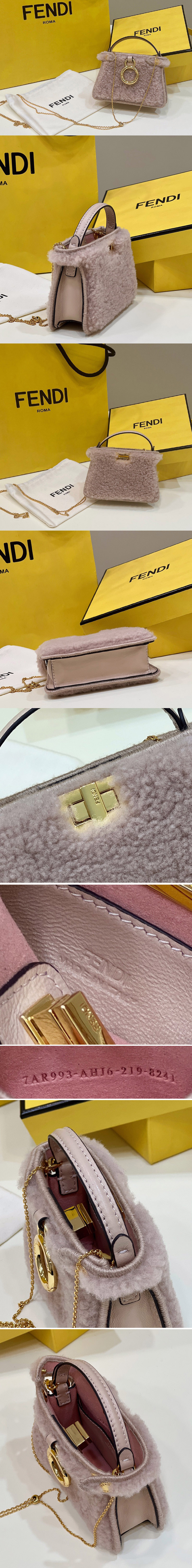 Replica Fendi 7AR993 Mini Peekaboo Bag in Pink sheepskin