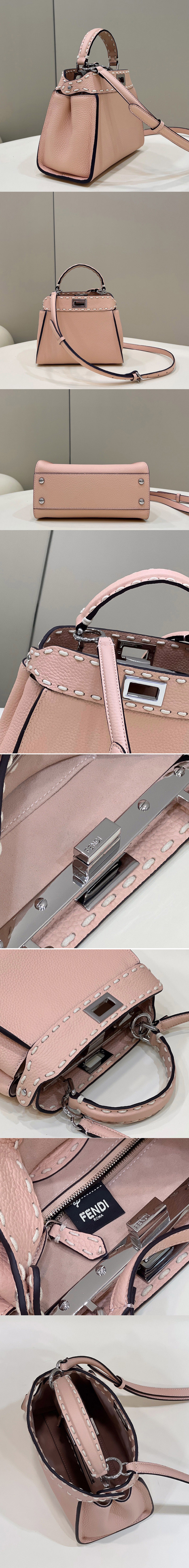 Replica Fendi 8BN244 Peekaboo Mini Bag in Pink leather