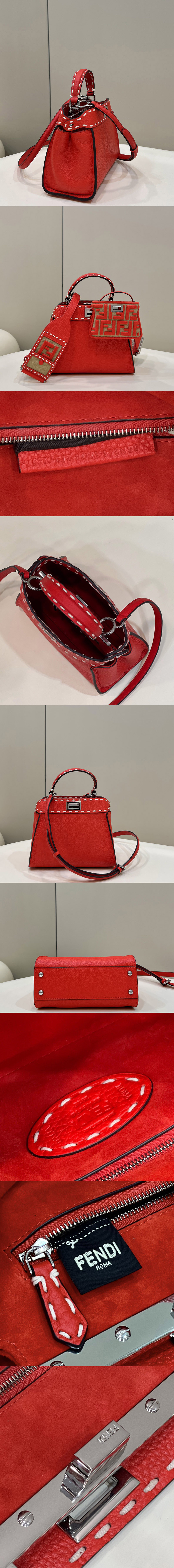 Replica Fendi 8BN244 Peekaboo Mini Bag in Red leather