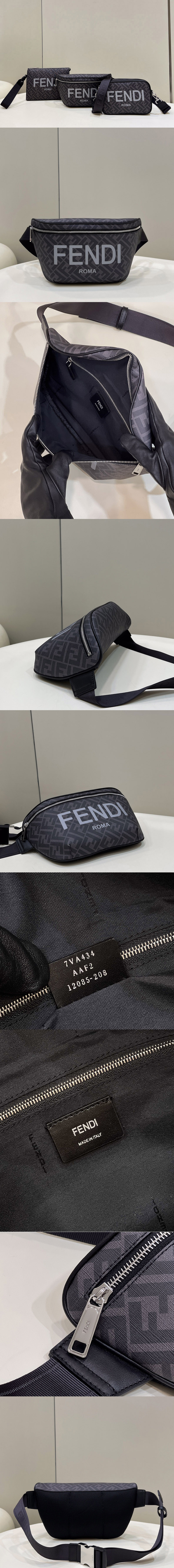 Replica Fendi 7VA434 Belt Bag in Gray fabric