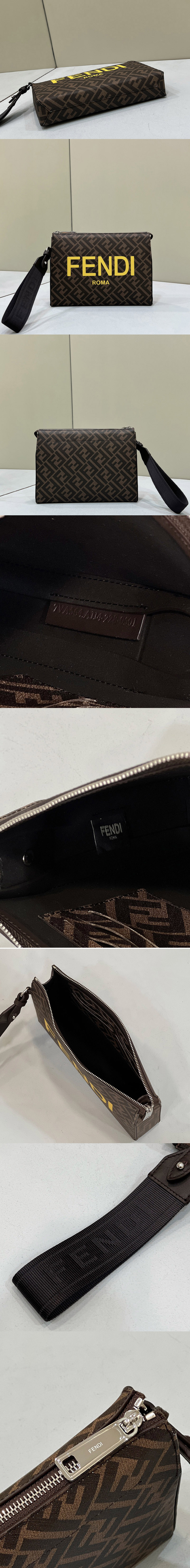 Replica Fendi 7VA664 Fendi Clutch Bag in Brown fabric