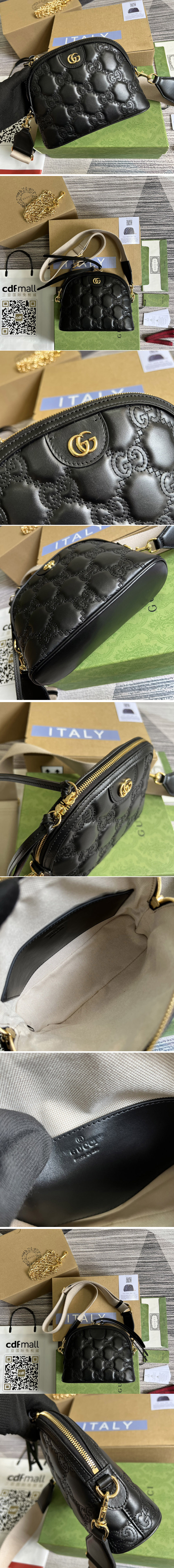 Replica Gucci ‎702229 GG Matelassé leather small bag in Black GG Matelasse leather