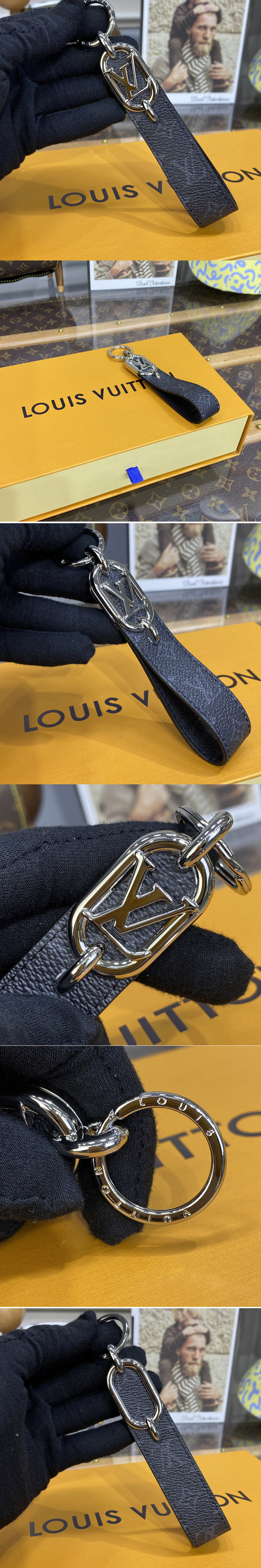 Replica Louis Vuitton M00826 LV Link Dragonne Key holder in Monogram Eclipse Canvas