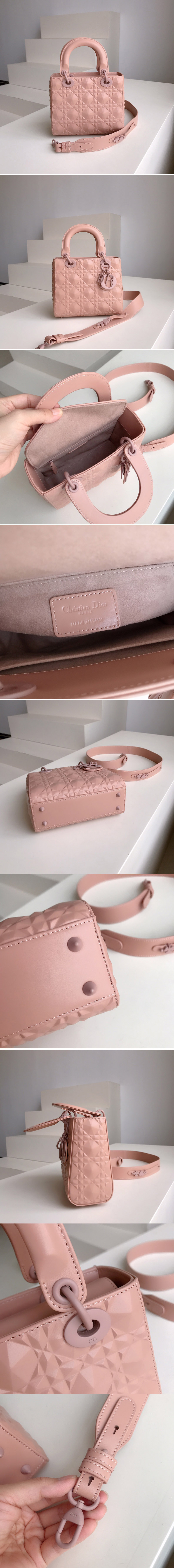 Replica Dior M0538 Small Lady Dior My ABCDior bag in Pink Cannage Calfskin with Diamond Motif