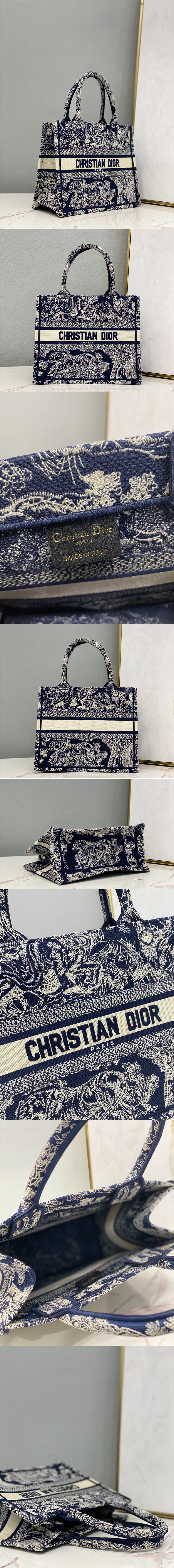 Replica Christian Dior M1265 Small Dior Book Tote Bag in Blue Toile de Jouy Reverse Embroidery