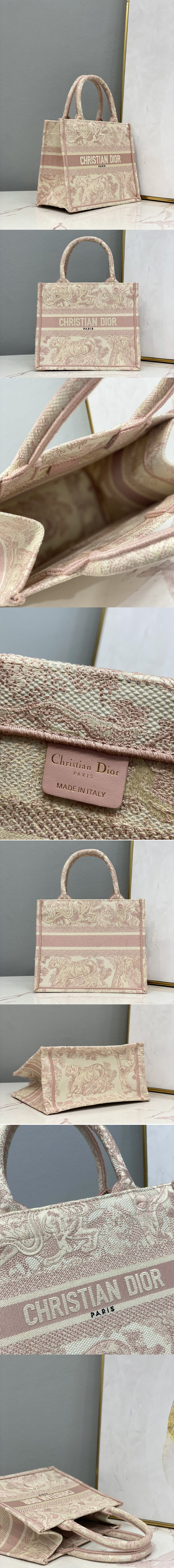 Replica Christian Dior M1265 Small Dior Book Tote Bag in Pink Toile de Jouy Reverse Embroidery