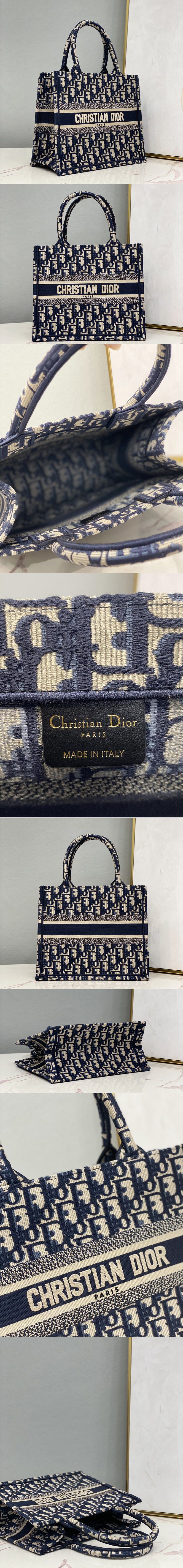 Replica Christian Dior M1265 Small Dior Book Tote Bag in Blue Dior Oblique Jacquard