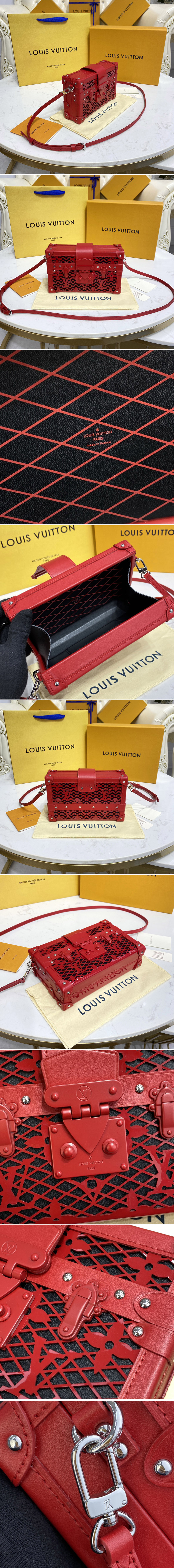 Replica Louis Vuitton M20354 LV Petite Malle handbag in Red Patent calfskin