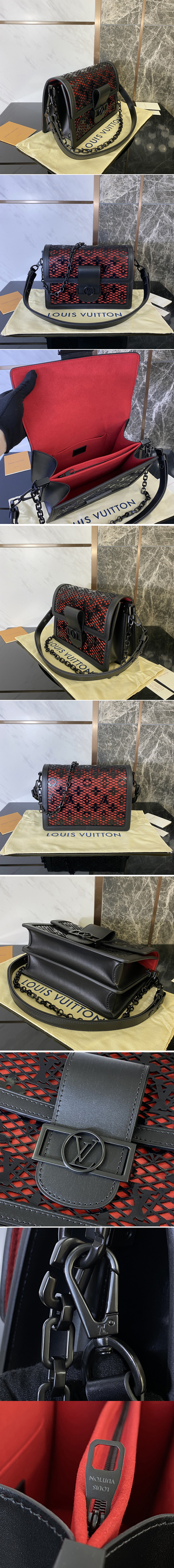 Replica Louis Vuitton M20591 LV Dauphine MM handbag on Black Patent calfskin