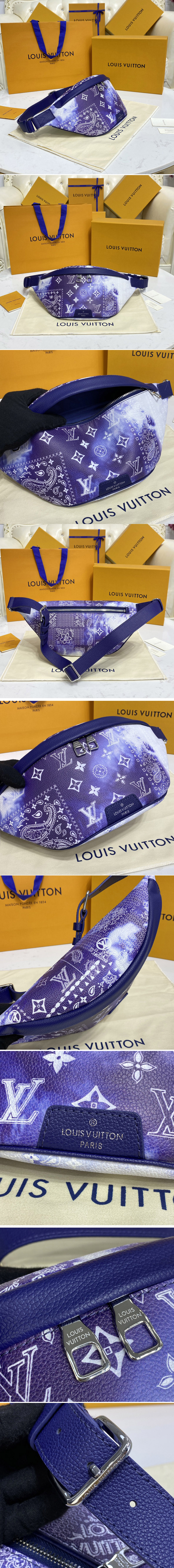 Replica Louis Vuitton M20587 LV Discovery Bumbag in Blue Cowhide leather