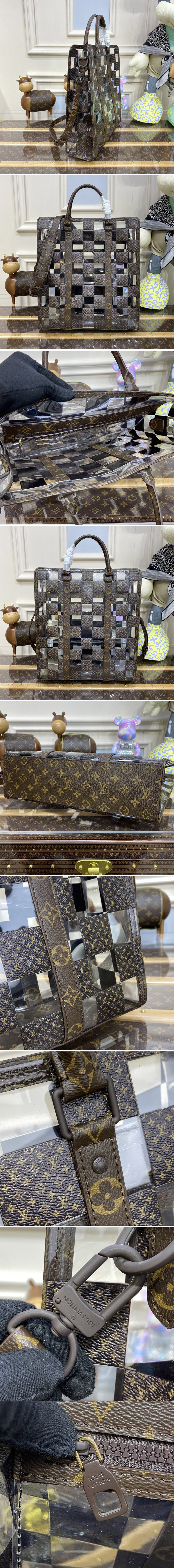 Replica Louis Vuitton M20866 LV Sac Plat tote Bag in Monogram Chess coated canvas and PVC