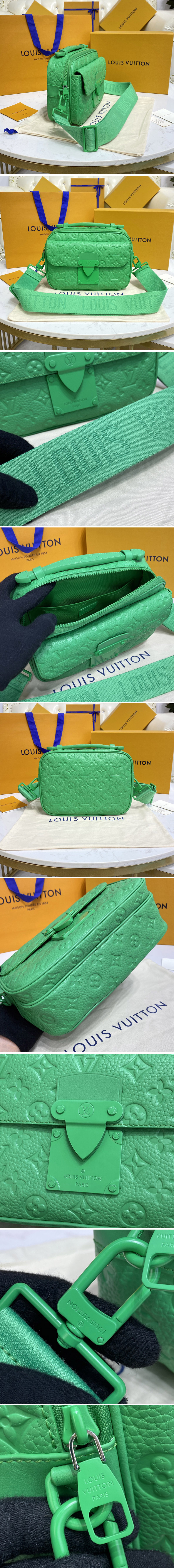 Replica Louis Vuitton M20901 LV S-Lock Messenger Bag in Green Taurillon Monogram leather