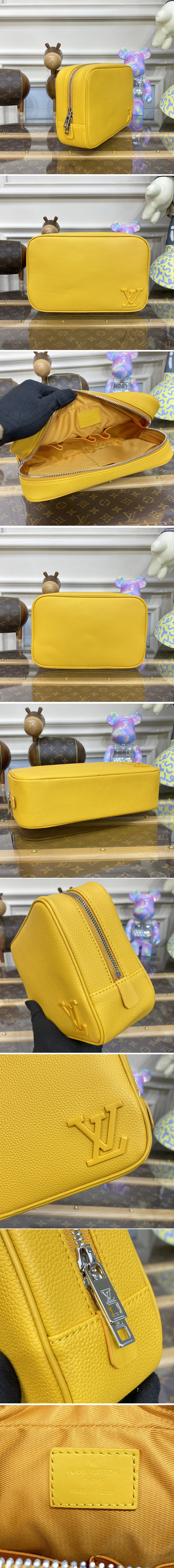 Replica Louis Vuitton M20912 LV toilet pouch bag in Yellow LV Aerogram cowhide leather