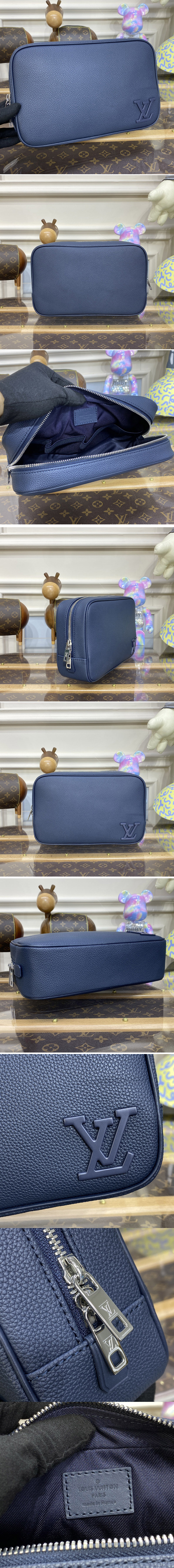 Replica Louis Vuitton M20912 LV toilet pouch bag in Blue LV Aerogram cowhide leather