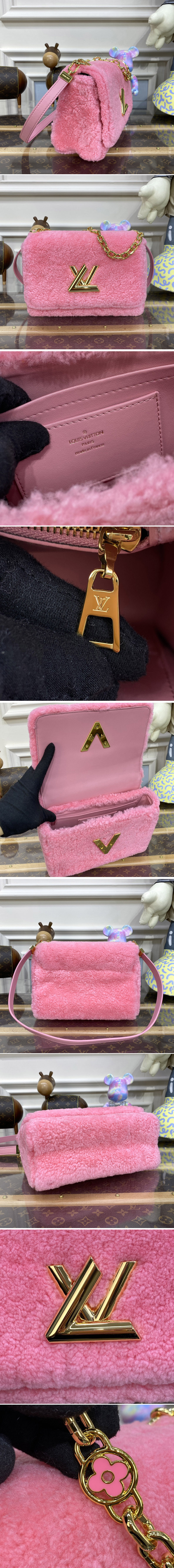 Replica Louis Vuitton M21320 LV Twist MM hand bag in Pink Shearling