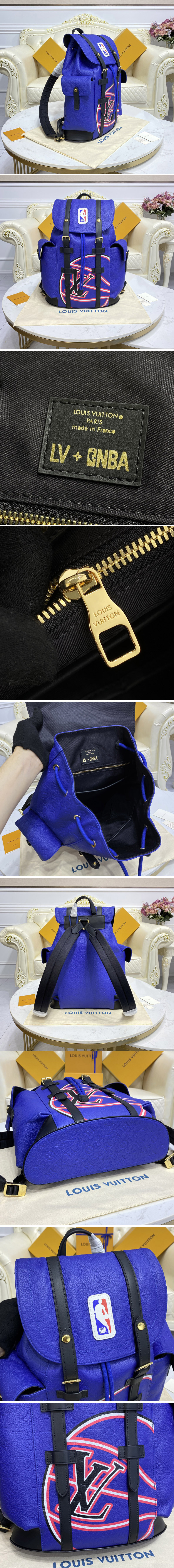 Replica Louis Vuitton M21104 LV Christopher MM backpack in Blue Embossed Taurillon leather