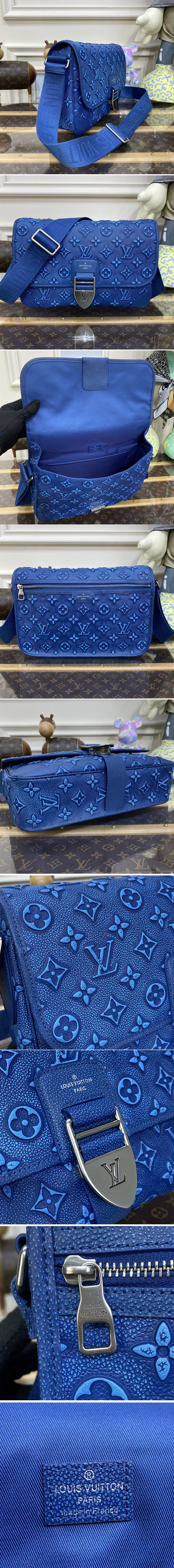 Replica Louis Vuitton M21358 LV Archy Messenger MM bag in Blue Cowhide leather